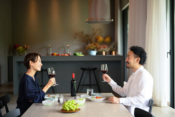 Image of a couple's anniversary Toast Wide angle