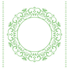 Decorative frame Elegant vector element for design in Eastern style, place for text. Floral green and white border. Lace illustration for invitations and greeting cards