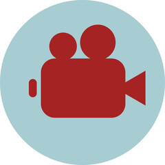 Movie camera, illustration, vector on white background.