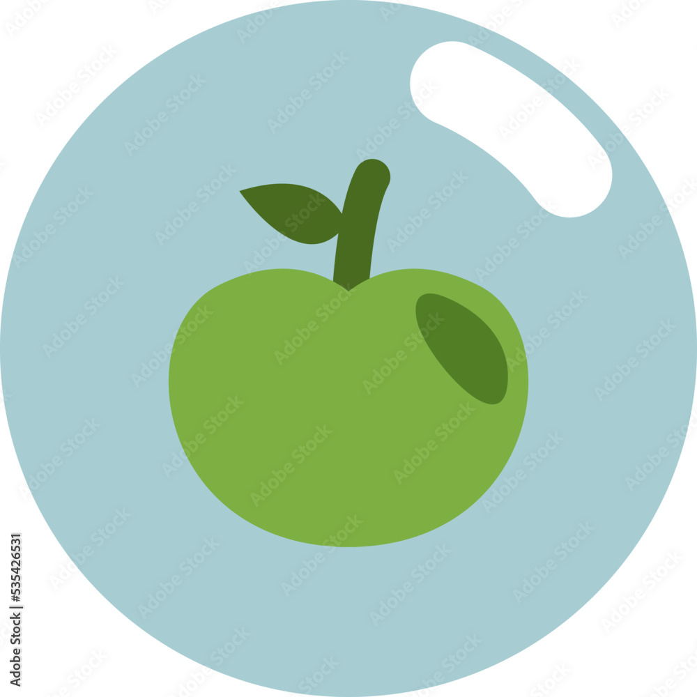 Wall mural Green apple, illustration, vector on white background. - Wall murals