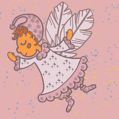 little princess with wings fairy of dreams and babies angel with a heart , fairy with a magic wand