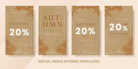 Autumn pack banner template for stories post. premium vector