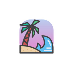 Palm tree island filled outline icon