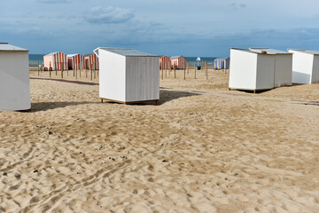 beach hut on the beach at De Panne, Belgium	
