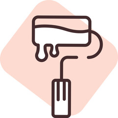Printing paint roller, illustration, vector on white background.