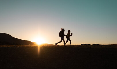 Running people over rough terrain.
