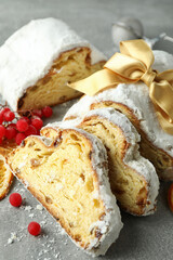 Concept of German dessert - Stollen, close up