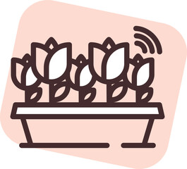 Smart houses watering plants, illustration, vector on white background.