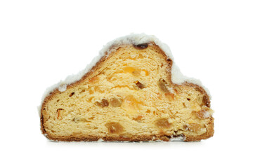 Stollen, tasty German dessert, isolated on white background