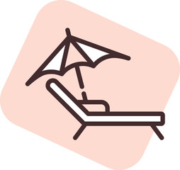 Summer bathing chair, illustration, vector on white background.