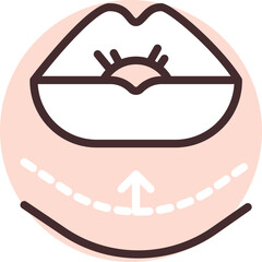 Chin slimming surgery, illustration, vector on white background.