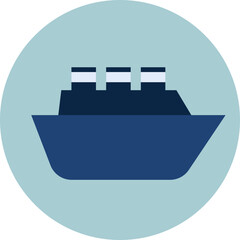 Transportation ship, illustration, vector on white background.