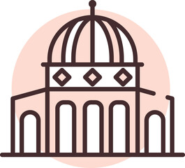 Traveling Jerusalem, illustration, vector on white background.