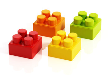 Square building blocks isolated on white background. 3D illustration