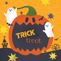 happy halloween card with pumpkin