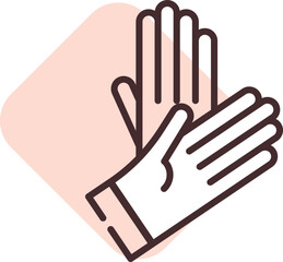 Wearing gloves, illustration, vector on white background.