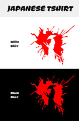 Japanese streetwear theme design vector for tshirt hoodie and merchandise. blood splatter. samurai vector illustration. silhouette japan samurai vector for design t shirt concept. silhouette samurai.