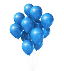 Blue air balloons on a transparent background