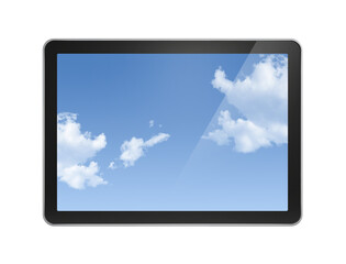 Digital tablet pc isolated on a transparent background. Blue screen