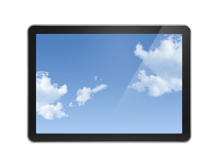 Digital tablet pc isolated on a transparent background. Blue screen
