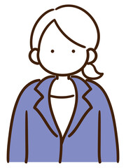 証明写真のようなスーツを着た若い女性の線画イラスト