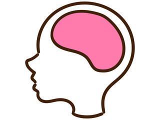左を向いた人の脳みそのゆるいデフォルメ手書き風イラスト