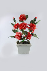 Indonesian home made imitation red flower made from papper and plastic