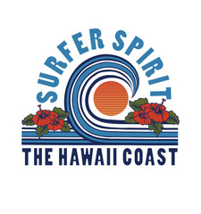 surfer spirit.The hawaii coast.Vector graphic design. Applicable for t shirt.