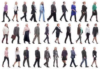 group of successful business people in motion isolated