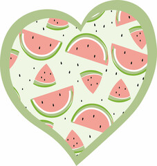 Watermelon slices in the shape of a heart