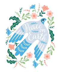 Dove of peace. Isolated illustration for card, poster, flyer and other