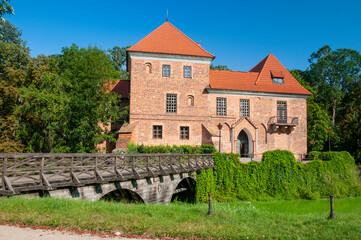 Oporowski Castle build in the Gothic style in the years 1434 - 1449. Oporow, Lodz Voivodeship, Poland