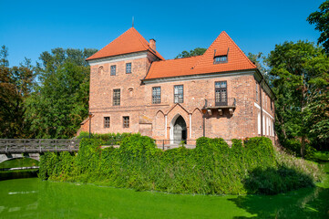 Oporowski Castle build in the Gothic style in the years 1434 - 1449. Oporow, Lodz Voivodeship, Poland
