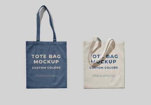 Two Tote Bag Mockup Set With Customizable Color