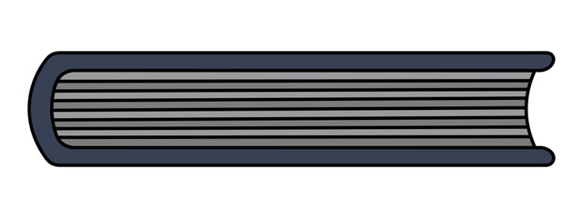 Book. Bottom view. Color vector illustration. Gray cover. School textbook in closed position. Cartoon style. Isolated background. School theme. Illustration for web design.