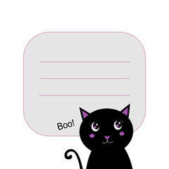Cute Halloween Black Cats Blank Labels Set isolated on White