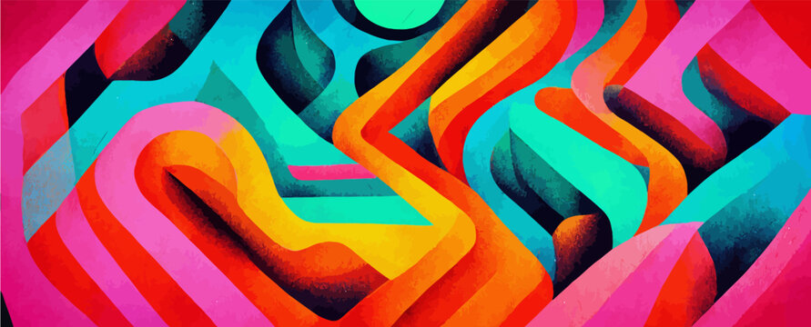 Op-art Trippy Acid Background With Distorted Texture, Colorful, Abstract