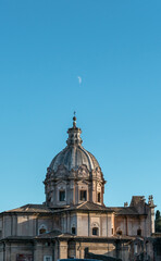 Fototapeta na wymiar Church Dome in Rome with the moon
