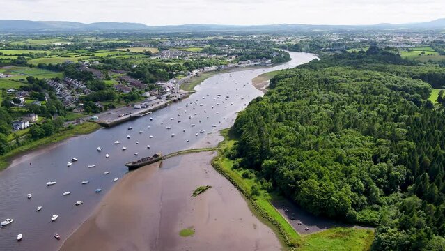 Aerial view of Ballina in County Mayo - Republic of Ireland