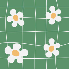 Grid Flower Seamless Pattern Spongeboy - 535436520