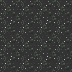 Seamless christmas tree pattern. christmas tree ornament. Doodle illustration with christmas tree