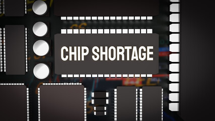 The  chip shortage text and ic and pcb board 3d rendering