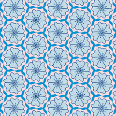 seamless pattern with blue flowers