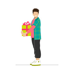 White man with a gift box in his hands