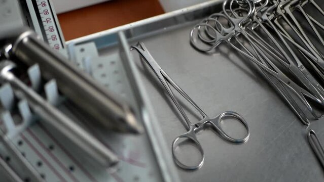 Surgery concept, Surgical instruments prepare for surgery in operating room
Surgery. Surgical Instruments
sterile tool in metal box in operating room