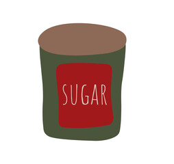 A jar of sugar. Sugar for confectioner on white background