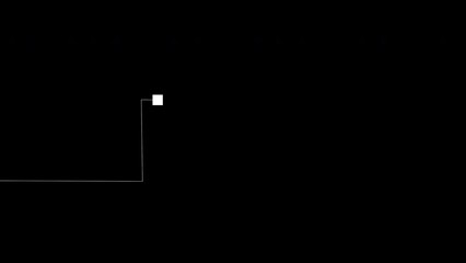 Vector animation of white dot drawing right angle graph or chart, chaotic motion, black background - Powered by Adobe