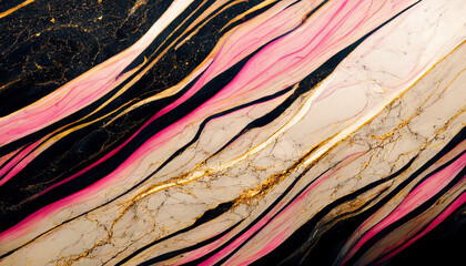 Abstract luxury marble background. Modern digital painting. Gold, pink and purple colors. 3d illustration
