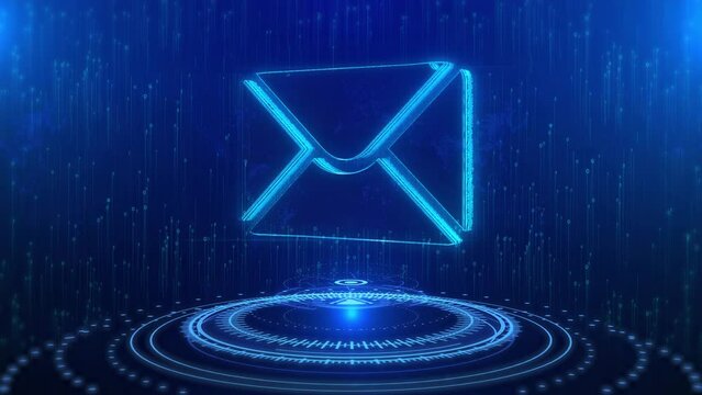 E-mail Text Cyberspace Future Digital Technology Hologram Loop Concept. spam email, internet and networking, Contact us newsletter email and protect your personal. support, document, counter incoming