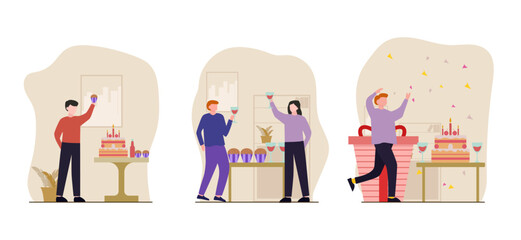 Birthday Party Flat Bundle Design Illustration